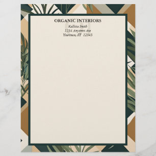 Papel Timbrado Folhas Boho e Formas Geométricas