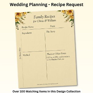 Papel Timbrado Folhas de receitas familiares, Conjunto de flores 