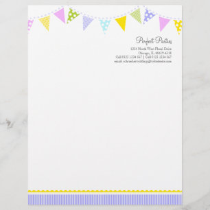 Papel Timbrado Folheto de eventos de festa de Bunting