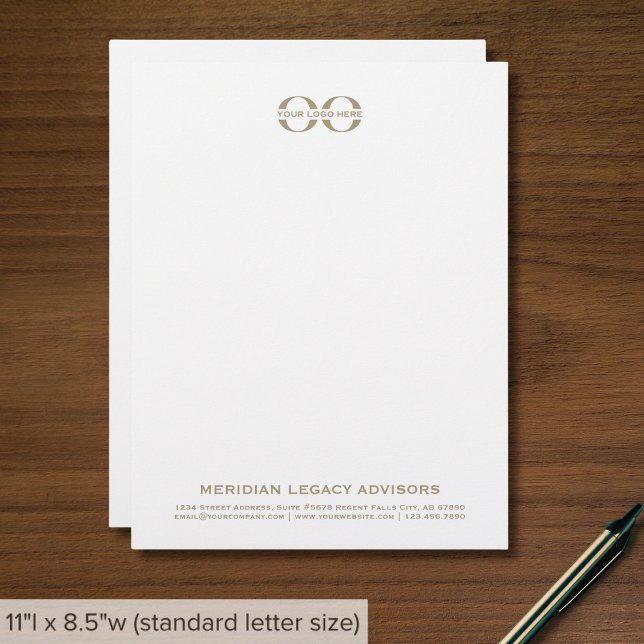 Papel Timbrado Folheto Dourado branco simples com logotipo (Criador carregado)