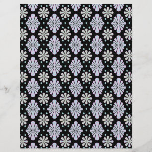 Papel Timbrado Formas Florais Pastéis em Fundo Preto