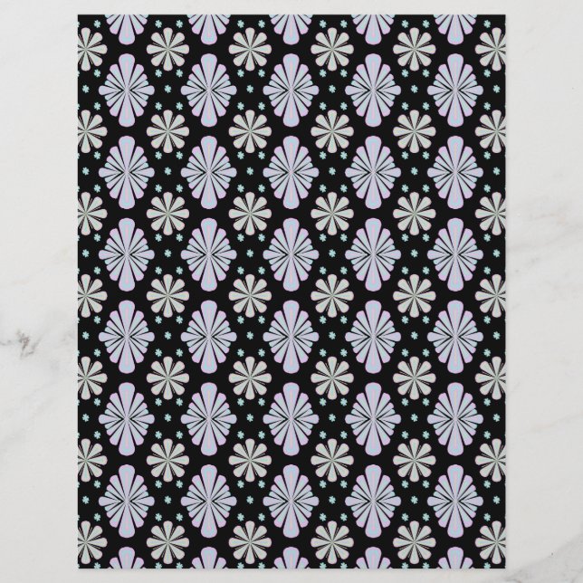 Papel Timbrado Formas Florais Pastéis em Fundo Preto (Frente)