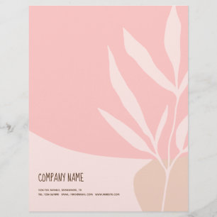 Papel Timbrado Formas Informais Femininas: Leaf Pink Cream Compan