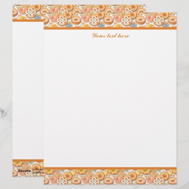 Papel Timbrado Fornecedores de padaria fofa biscoitos personalizá (Frente/Verso)