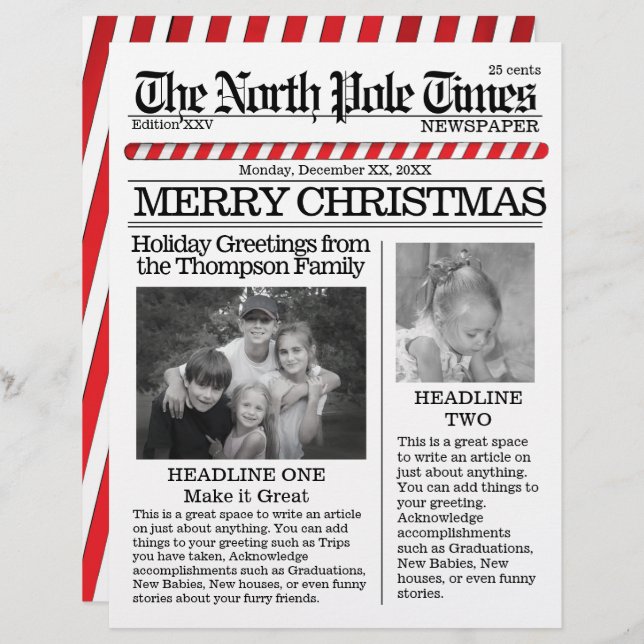 Papel Timbrado Foto Colagem de Papais noeis do Polo Norte Diversã (Frente/Verso)