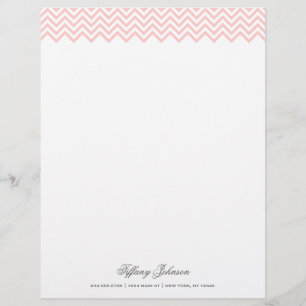 Papel Timbrado Fronteira de Chevron Moderna da rosa claro