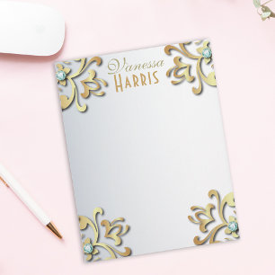 Papel Timbrado Fronteira Elegante Dourada Barroca de Filigres em