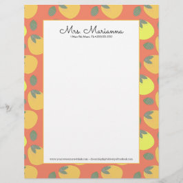 Papel Timbrado Fruta Amarela de Manga Divertida