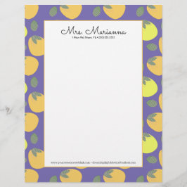 Papel Timbrado Fruta Amarela de Manga Divertida