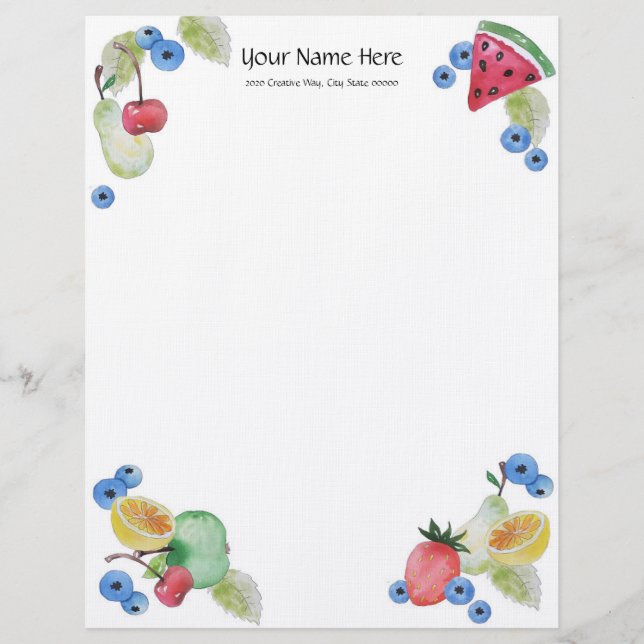 Papel Timbrado Fruta de Verão Linen Letterhead (Frente)