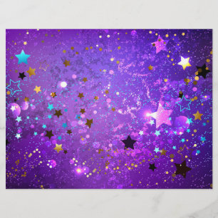 Papel Timbrado Fundo de folhas roxas com estrelas