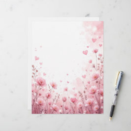 Papel Timbrado Fundo floral para uma letra em papel, para Valenti