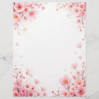 Papel Timbrado Fundo floral para uma letra em papel, para Valenti