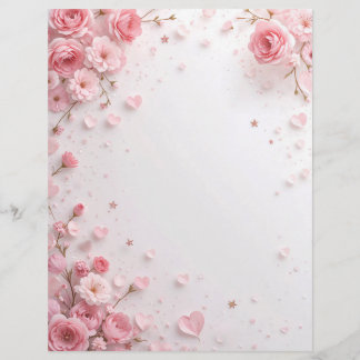 Papel Timbrado Fundo floral para uma letra em papel, para Valenti