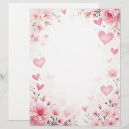Papel Timbrado Fundo floral para uma letra em papel, para Valenti