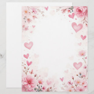 Papel Timbrado Fundo floral para uma letra em papel, para Valenti