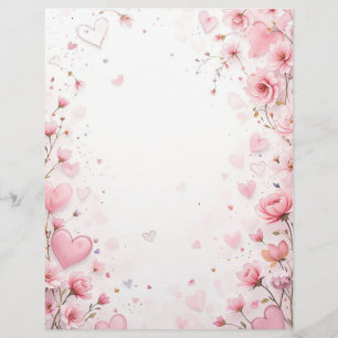 Papel Timbrado Fundo floral para uma letra em papel, para Valenti