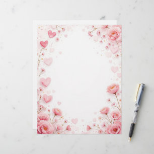 Papel Timbrado Fundo floral para uma letra em papel, para Valenti