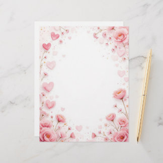 Papel Timbrado Fundo floral para uma letra em papel, para Valenti