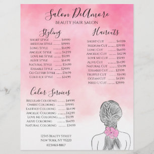 Papel Timbrado Garota do menu de serviço com aquarela rosa-brava