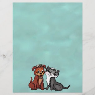Papel Timbrado Gatinho e puppy, Edite seu texto