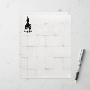 Papel Timbrado Gato Preto Cartoon Engraçado e Feroz 