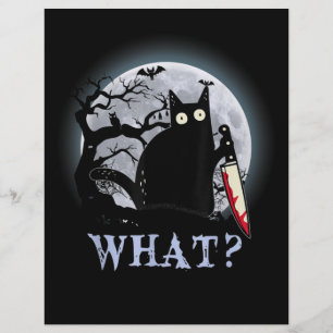 Papel Timbrado Gato Que Gato Negro Assassino Com Faca Halloween