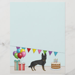 Papel Timbrado German shepherd Bi-Black GSD Colorful Birthday