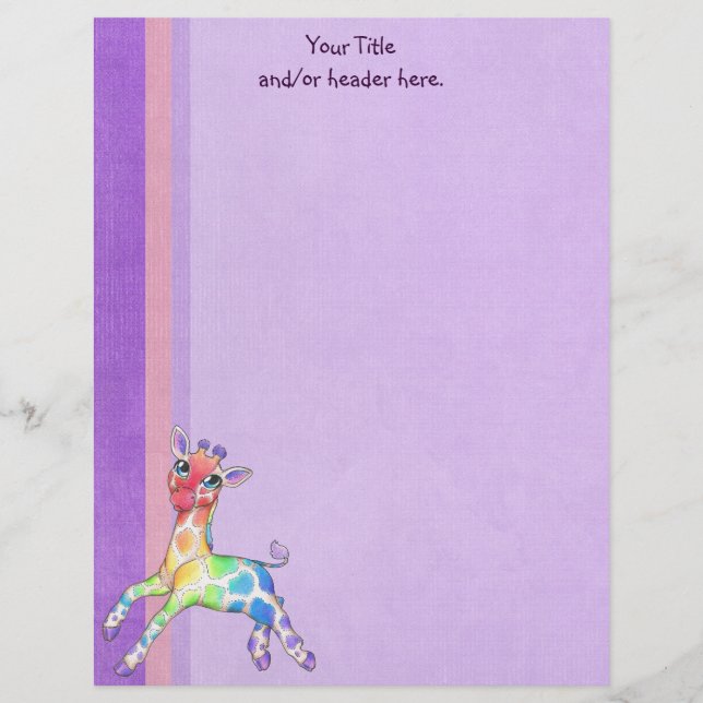 Papel Timbrado Girafa Letterhead Colorida (Frente)
