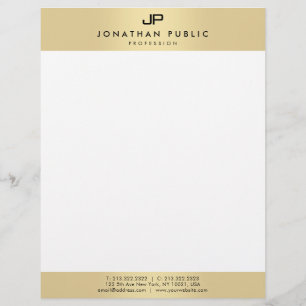 Papel Timbrado Glamor Faux Dourado Moderno Elegante Monograma Mod