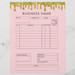 Papel Timbrado Glitter Glitter Dourado Fatura Letra para Pequenas