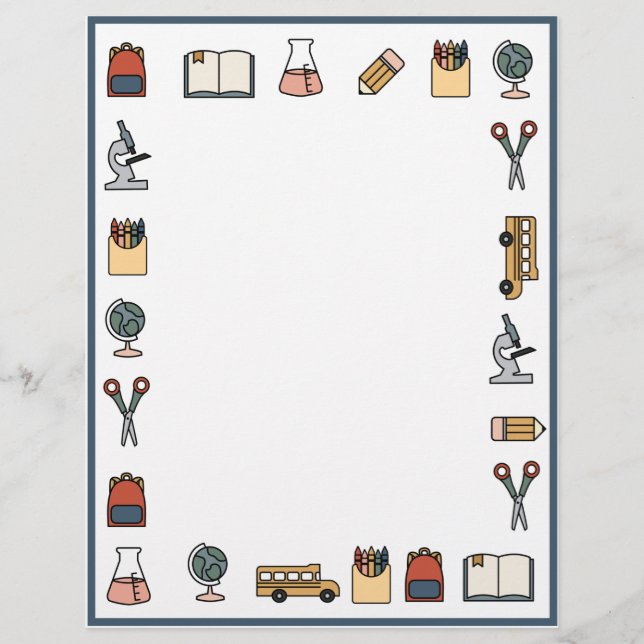 Papel Timbrado Globo de Livros de Ônibus de Professores do Tema E (Frente)