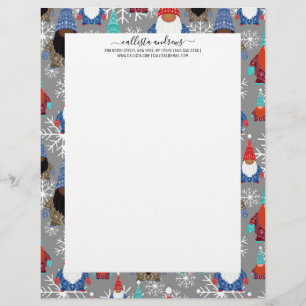 Papel Timbrado Gnome Snowflake Ilustra Padrão de Natal