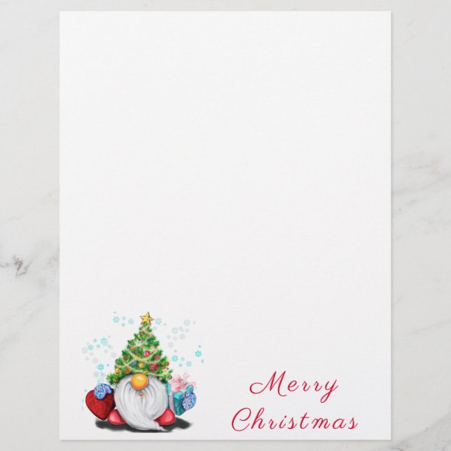 Papel Timbrado Gnomo de Natal com Gift Letterhead (Frente)