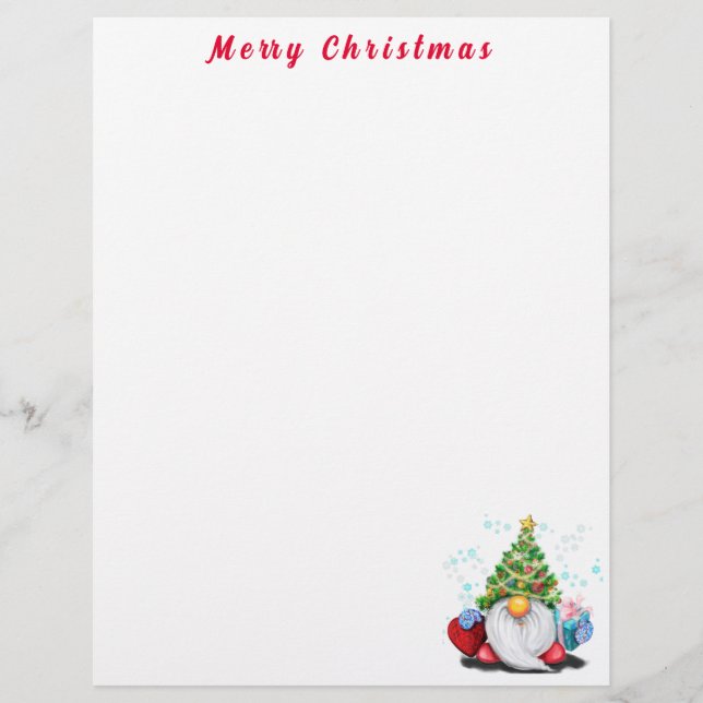 Papel Timbrado Gnomo Letterhead de Natal com Presente (Frente)