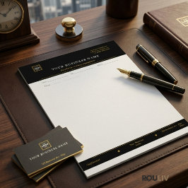 Papel Timbrado Gold Black Executive Letterhead | Luxury Business 