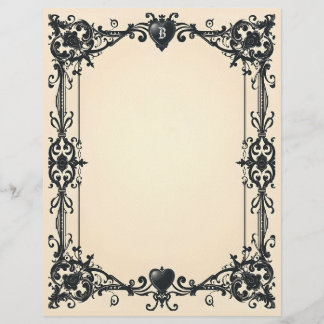 Papel Timbrado Gothic Black Heart Stationery Paper