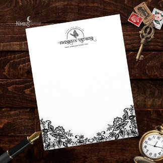 Papel Timbrado Gótico Vitoriano com Renda Preta e 