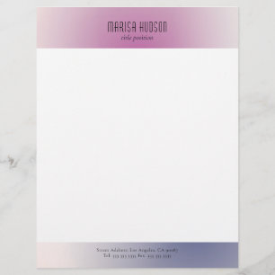 Papel Timbrado Gradiente Estético Minimalista Rosa Roxo Branco