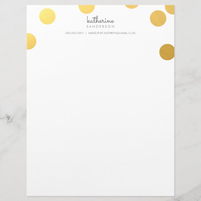 Papel Timbrado GRANDE CONFETTI SPOT cinza de folha de ouro ousada (Frente)