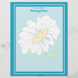 Papel Timbrado Grande Feliz Daisy Blue Sem Linhas