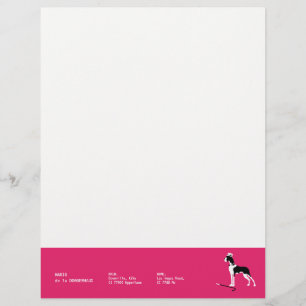 Papel Timbrado Great dane sofisticado no rosa