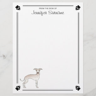 Papel Timbrado Greyhound Italiano Creme Com Patas E Texto Persona