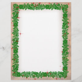 Papel Timbrado Guirlanda de Natal com Papelaria de Madeira Falsa