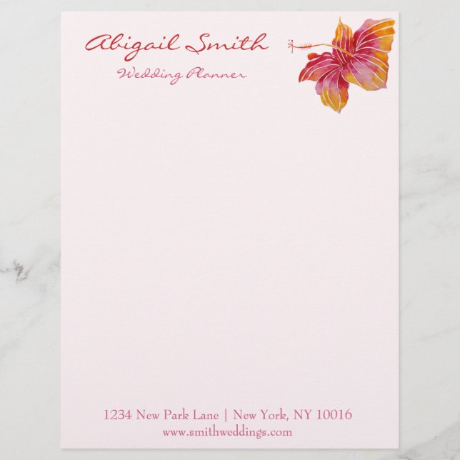 Papel Timbrado Hibiscus Flower Personalizada Letterhead (Frente)