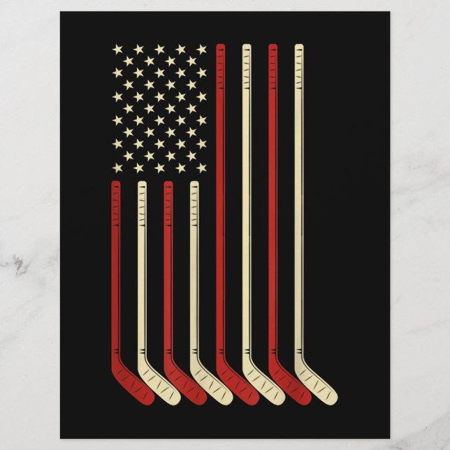 Papel Timbrado Hockey Goalie USA Flag Hockey Stick Ice Hockey (Frente)