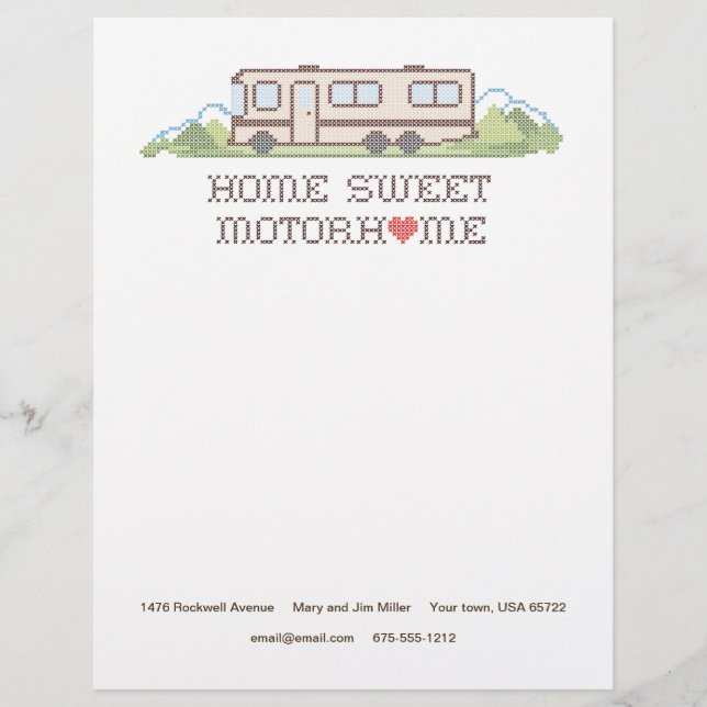 Papel Timbrado Home Sweet Motor Home Letterhead (Frente)