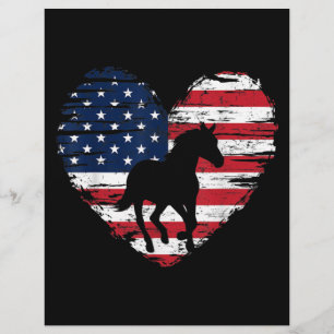Papel Timbrado Horse American Flag Heart USA Patriotic Pride