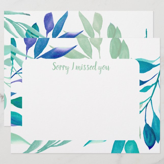 Papel Timbrado I missed you custom text  (Frente/Verso)
