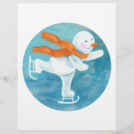 Papel Timbrado Ice Skating Snowman